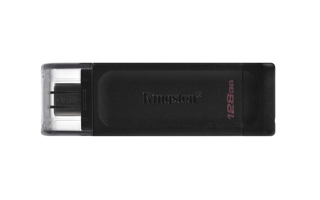 Kingston Technology DataTraveler 128GB USB-C 3.2 Gen 1 70, 128 GB, USB Type-C, 3.2 Gen 1 (3.1 Gen 1), Cap, 7 g, Black