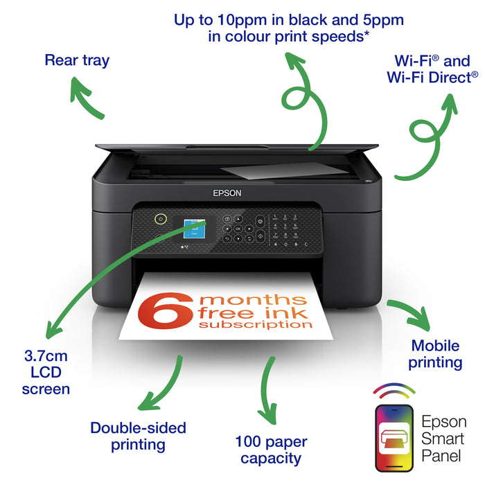 Epson WorkForce WF-2910DWF, Inkjet, Colour printing, 5760 x 1440 DPI, A4, Direct printing, Black