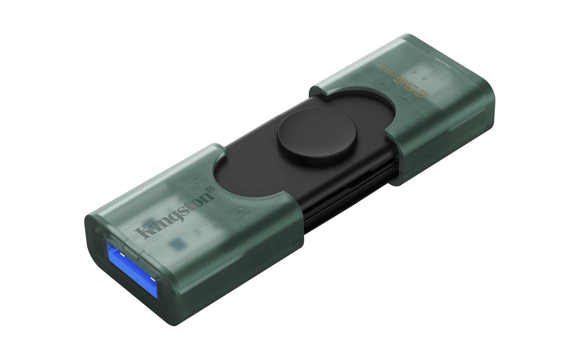 Kingston Technology DataTraveler 256GB USB-A + USB-C 3.2 Gen 1 DuoG2, 256 GB, USB Type-A / USB Type-C, 3.2 Gen 1 (3.1 Gen 1), Other, 10 g, Black, Green