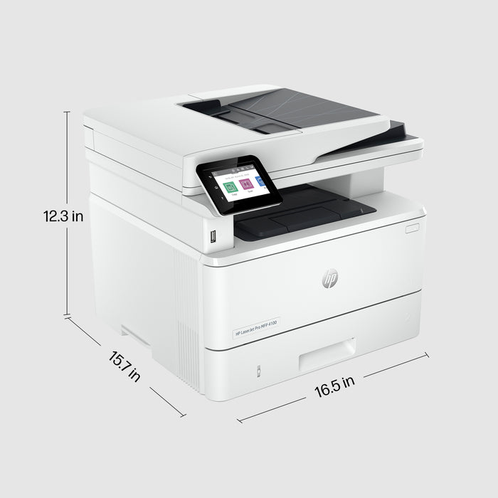 HP LaserJet Pro 4102fdn Multifunction Black and white Printer, Ethernet Only; Copier, Scanner, Laser, Mono printing, 1200 x 1200 DPI, Mono copying, A4, White