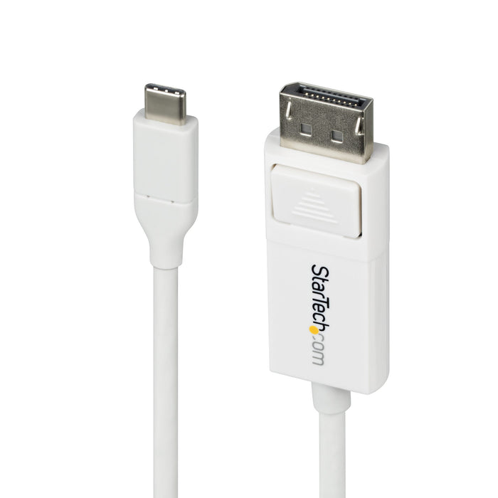 StarTech.com 6ft (2m) USB-C to DisplayPort 1.2 Cable, Bidirectional, 4K 60Hz, White Video Adapter Cord for Apple MacBook Pro / Air M1 M2 M3 M4, Mac Mini / Studio, Thunderbolt Compatible, 1.9 m, DisplayPort, USB Type-C, Male, Male, Straight