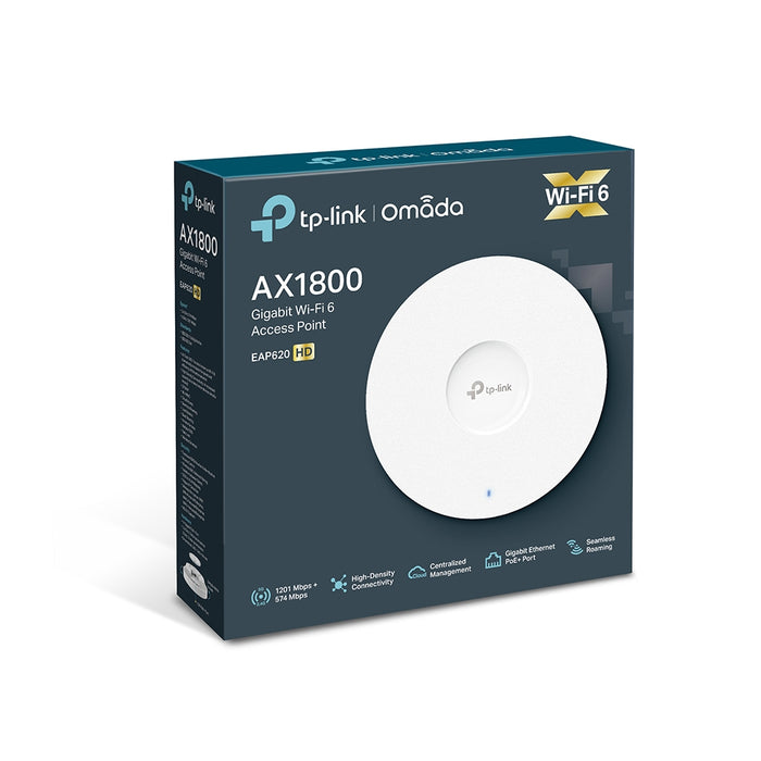 TP-Link Omada AX1800 Ceiling Mount WiFi 6 Access Point, 2.4 GHz, 5 GHz, 1201 Mbit/s, SNMP, SNMPv2, SNMPv3, SSH, WEP, WPA-Enterprise, WPA-PSK, WPA2-Enterprise, WPA2-PSK, WPA3, WPA3-PSK, 10,100,1000 Mbit/s