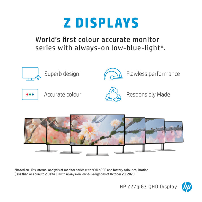 HP Z27q G3 QHD Display, 68.6 cm (27"), 2560 x 1440 pixels, Quad HD, LED, 5 ms, Silver