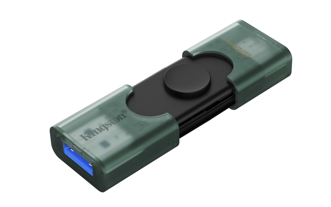 Kingston Technology DataTraveler 128GB USB-A + USB-C 3.2 Gen 1 DuoG2, 128 GB, USB Type-A / USB Type-C, 3.2 Gen 1 (3.1 Gen 1), Cap, 10 g, Black, Green