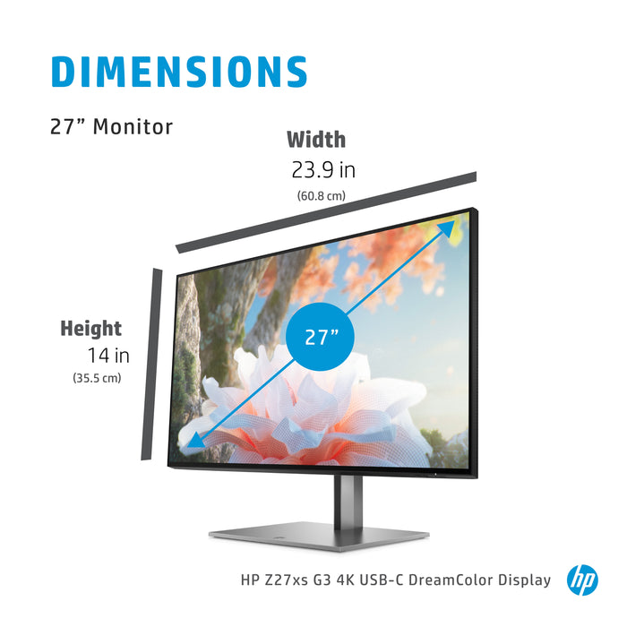 HP Z27xs G3, 68.6 cm (27"), 3840 x 2160 pixels, 4K Ultra HD, 14 ms, Black