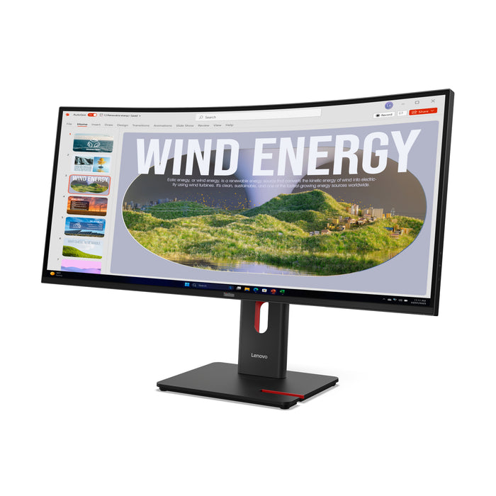 Lenovo ThinkVision T34WD-40, 86.4 cm (34"), 3440 x 1440 pixels, Wide Quad HD, LED, 6 ms, Black