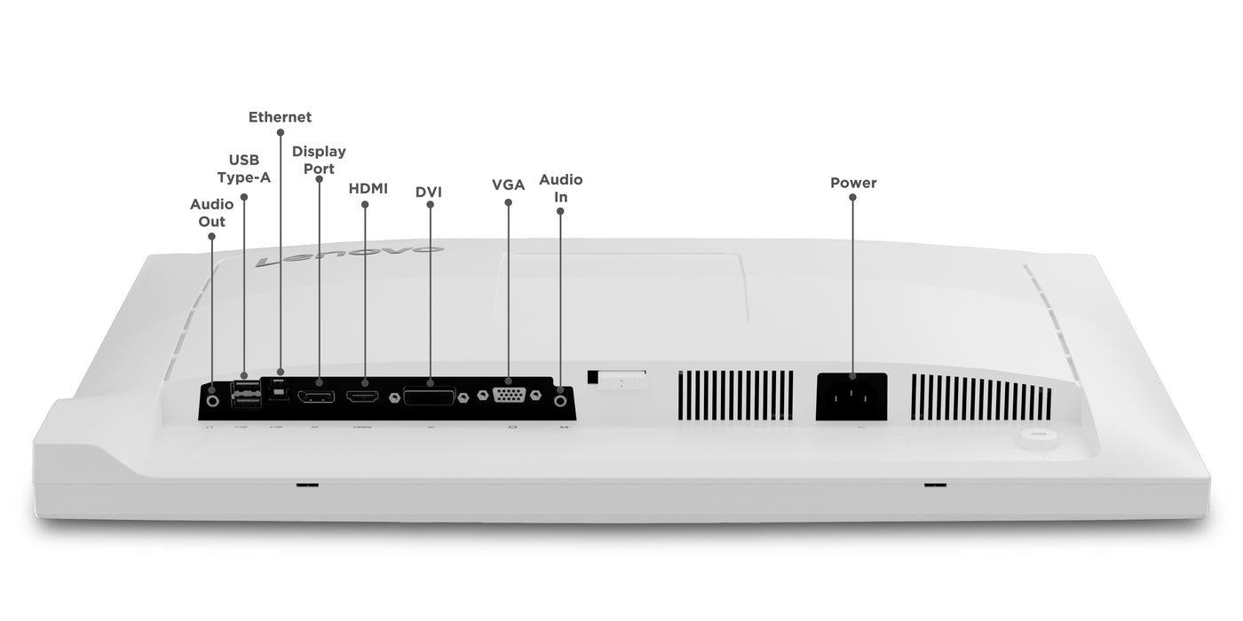 Lenovo C24d-20, 61 cm (24"), 1920 x 1200 pixels, Full HD, LED, 7 ms, Grey, White