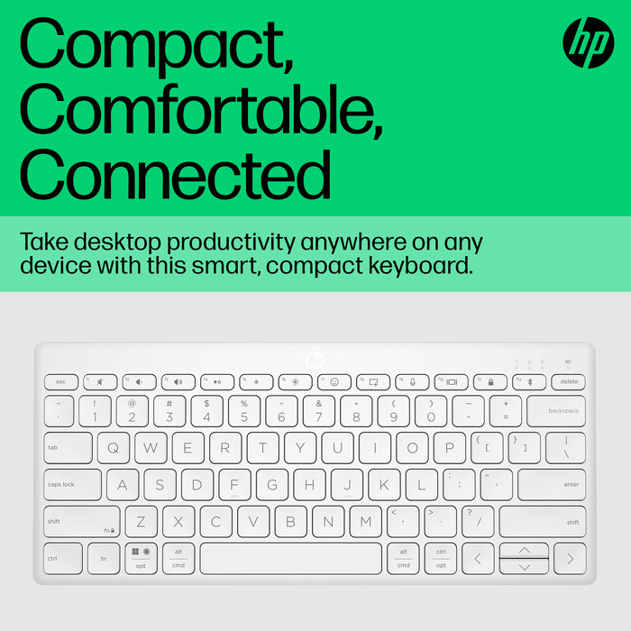 HP 350 Compact Multi-Device Bluetooth Keyboard, Wireless, Bluetooth, Mechanical, White