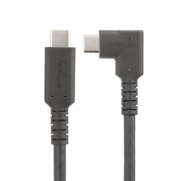 StarTech.com 6.6ft (2m) USB-C Cable, Right-Angled, USB 5Gbps, 100W (5A) Power Delivery, 4K 60Hz DP Alt Mode, Rugged USB C Cord - Thunderbolt Compatible, 2 m, USB C, USB C, USB 3.2 Gen 1 (3.1 Gen 1), 5 Gbit/s, Black