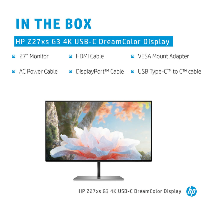 HP Z27xs G3, 68.6 cm (27"), 3840 x 2160 pixels, 4K Ultra HD, 14 ms, Black