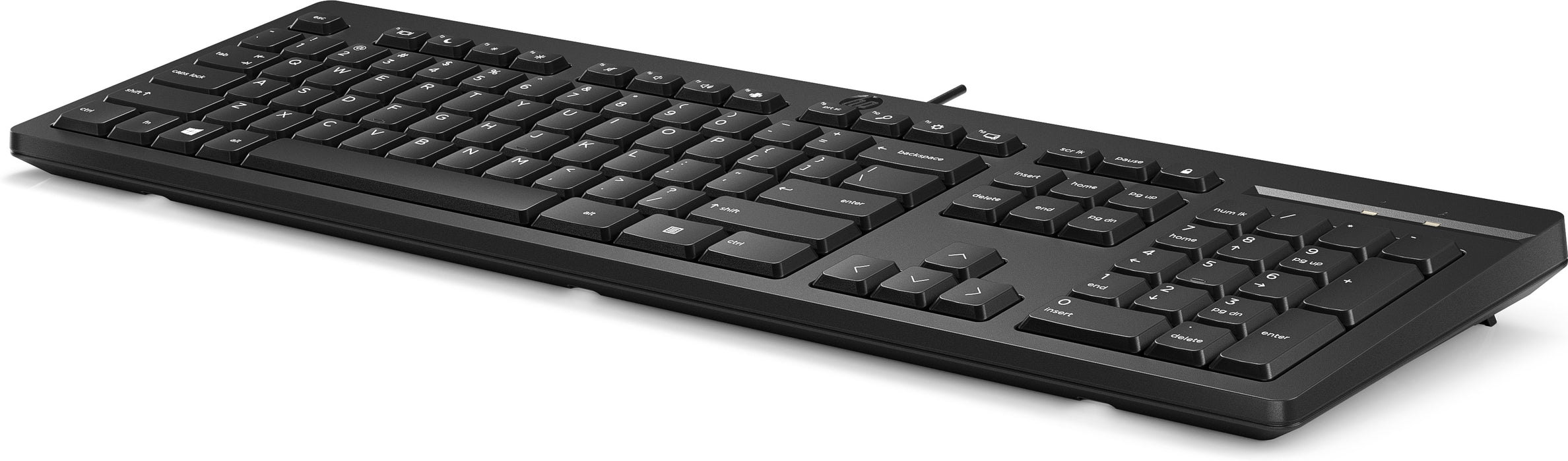 HP 125 Wired Keyboard, Full-size (100%), USB, Membrane, Black