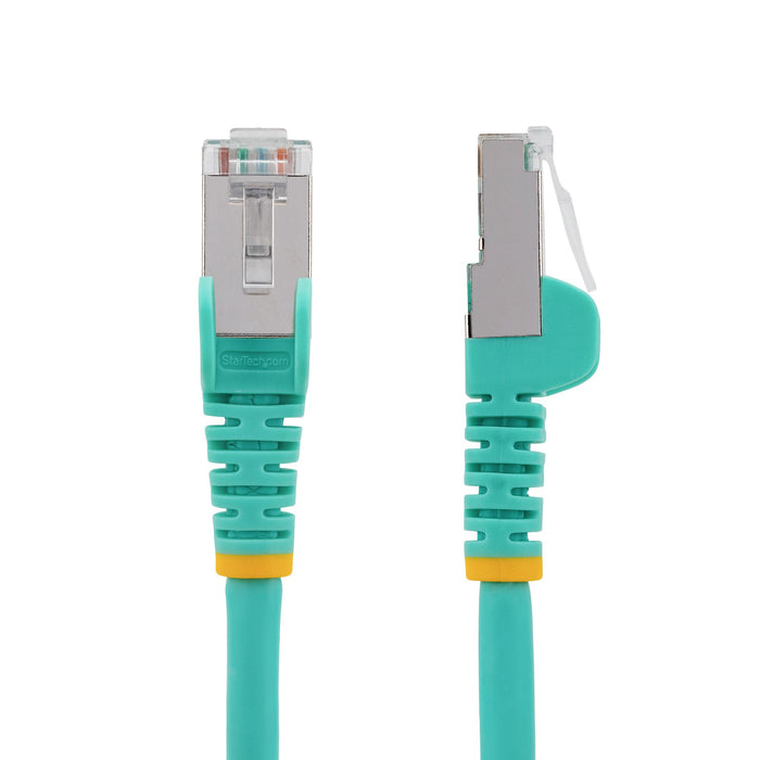 StarTech.com 1.5m CAT6a Ethernet Cable - Aqua - Low Smoke Zero Halogen (LSZH) - 10GbE 500MHz 100W PoE++ Snagless RJ-45 w/Strain Reliefs S/FTP Network Patch Cord, 1.5 m, Cat6a, S/FTP (S-STP), RJ-45, RJ-45, Aqua colour