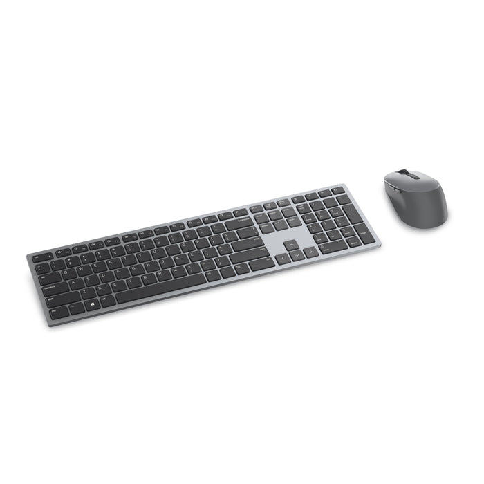 DELL Premier Multi-Device Wireless Keyboard and Mouse - KM7321W - UK (QWERTY), Full-size (100%), RF Wireless + Bluetooth, QWERTY, Grey, Titanium, Mouse included