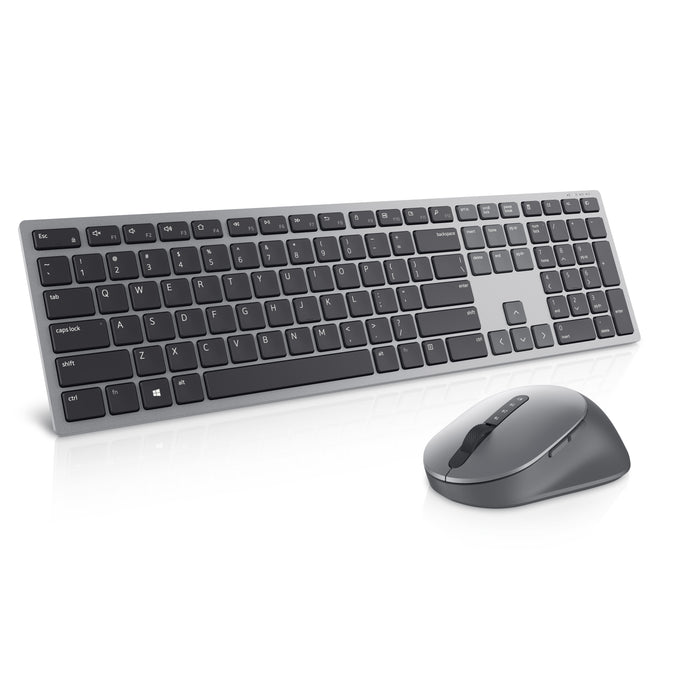 DELL Premier Multi-Device Wireless Keyboard and Mouse - KM7321W - UK (QWERTY), Full-size (100%), Wireless, RF Wireless + Bluetooth, QWERTY, Grey, Titanium, Mouse included