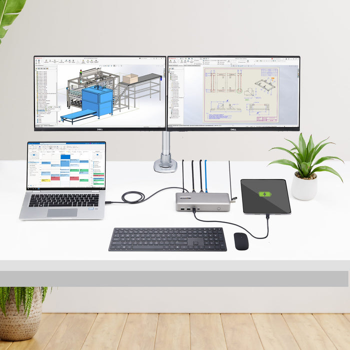 StarTech.com Dual-Monitor USB4 Docking Station, Dual 4K 120Hz or Single 8K 60Hz HDMI, 100W Laptop Charging, 2.5GbE, USB-C Multi-Monitor Dock, Driverless, Wired, USB4, 100 W, 10,100,1000,2500 Mbit/s, Silver, 40 Gbit/s