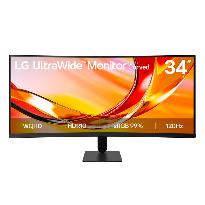 LG UltraWide U6 34U601B, 34-inch WQHD Curved (1800R) 120Hz Monitor, HDR10 & 99% sRGB AMD FreeSync™ Premium, 86.4 cm (34"), 3440 x 1440 pixels, UltraWide Quad HD, LCD, 5 ms, Black