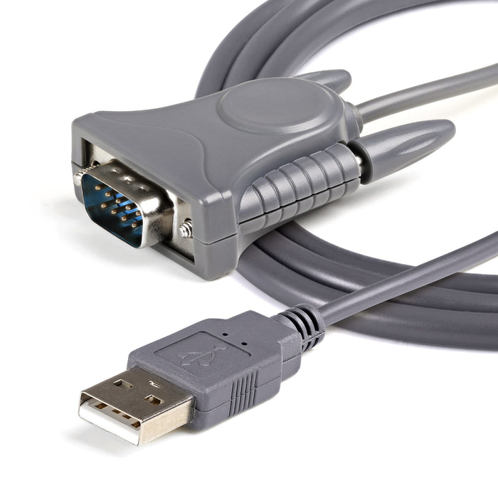 StarTech.com 3ft (91cm) 1-Port USB to Serial Cable, DB9/DB25 RS232 to USB Converter, Prolific, USB to Serial Adapter, Grey, 0.9 m, USB Type-A, DB-9, Male, Male