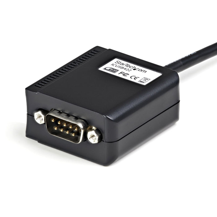 StarTech.com 6ft (1.8m) 1-Port Professional RS422/485 USB Serial Cable Adapter with COM Retention, USB to RS422 Adapter - TAA, DB9 M, USB-A FM, 1.8 m, Black