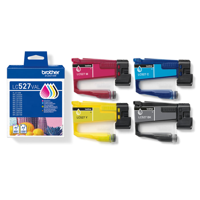 Brother Genuine LC527VAL Ink Cartridge Value Pack, Black, Cyan, Magenta, Yellow, Pigment-based ink, Pigment-based ink, 4 pc(s), 1300 pages, Value pack