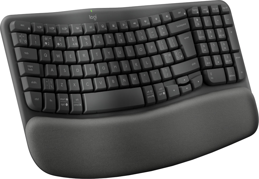 Logitech Wave Keys for Business, Full-size (100%), Wireless, RF Wireless + Bluetooth, Membrane, QWERTY, Graphite