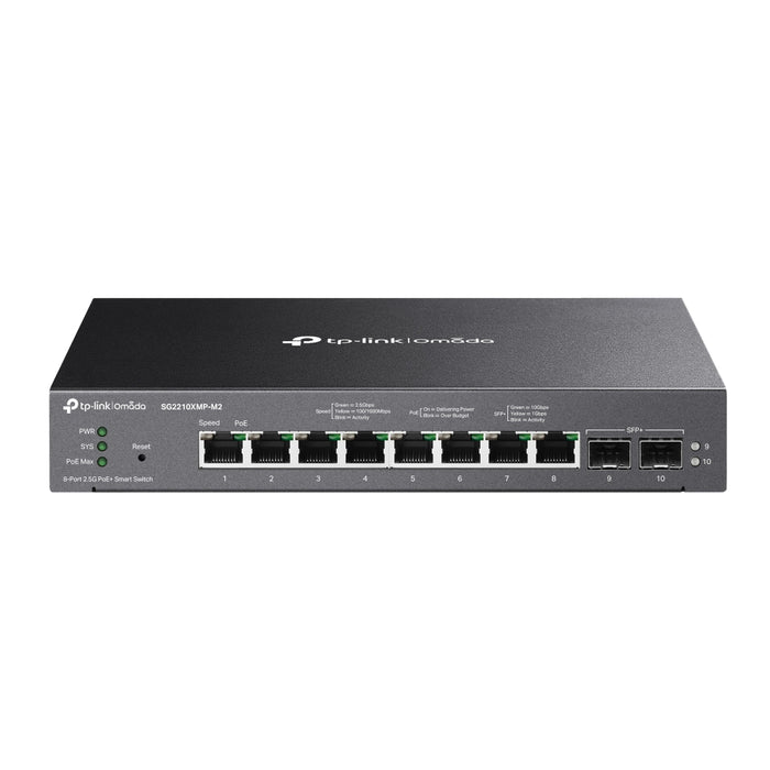 TP-Link Omada 8-Port 2.5GBASE-T and 2-Port 10GE SFP+ Smart Switch with 8-Port PoE+, Managed, L2/L2+, 2.5G Ethernet (100/1000/2500), Power over Ethernet (PoE), Rack mounting, Wall mountable