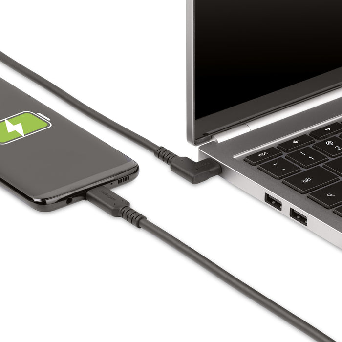 StarTech.com 6.6ft (2m) USB-C Cable, Right-Angled, USB 5Gbps, 100W (5A) Power Delivery, 4K 60Hz DP Alt Mode, Rugged USB C Cord - Thunderbolt Compatible, 2 m, USB C, USB C, USB 3.2 Gen 1 (3.1 Gen 1), 5 Gbit/s, Black