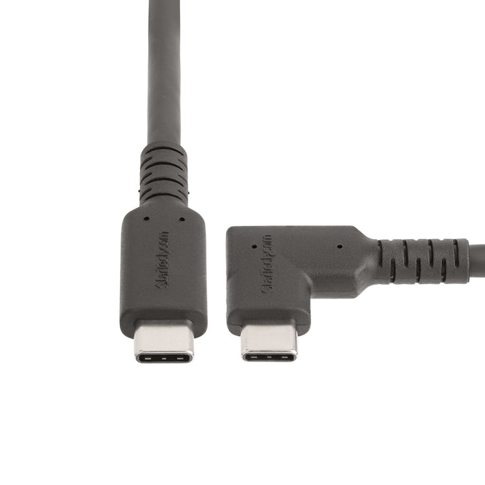 StarTech.com 3ft (1m) USB-C Cable, Right-Angled, USB 10Gbps, 100W (5A) Power Delivery, 8K 60Hz / 4K 144Hz DP Alt Mode, Rugged USB C Cord - Thunderbolt Compatible, 1 m, USB C, USB C, USB 3.2 Gen 2 (3.1 Gen 2), 10 Gbit/s, Black