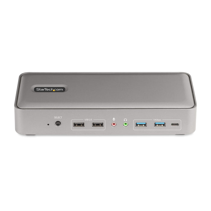 StarTech.com Dual-Laptop USB-C KVM Docking Station, Dual Monitor 4K 60Hz DisplayPort Dock, 5-Port USB Hub, GbE, 90W/45W Power Delivery to Two Laptops, Windows/Mac, 2-Host KVM Dock - TAA, 3840 x 2160 pixels, Ethernet LAN, 4K Ultra HD, 180 W, Silver