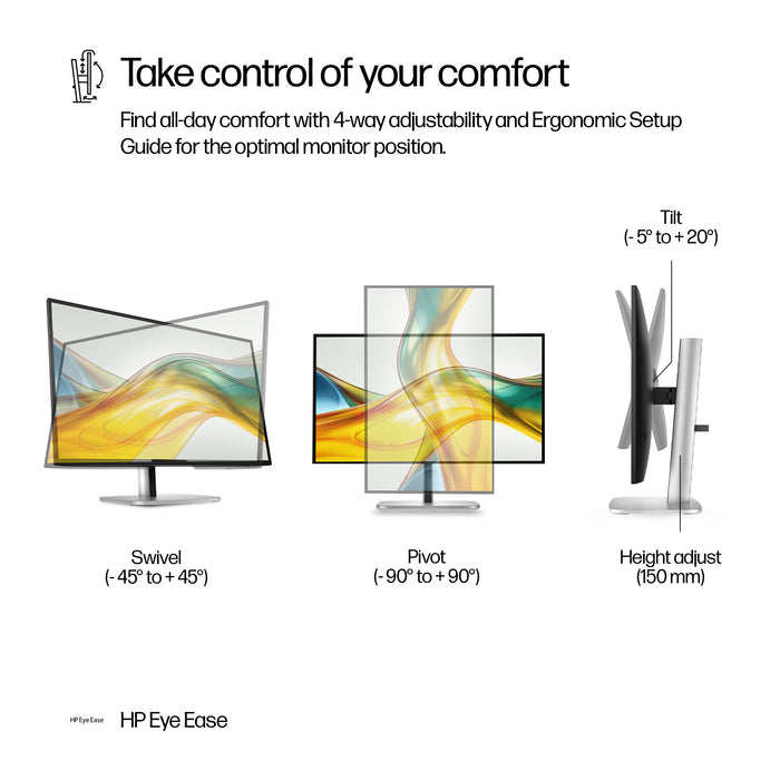 HP Series 5 Pro 27 inch QHD Monitor - 527pq, 68.6 cm (27"), 2560 x 1440 pixels, Quad HD, LCD, 5 ms, Black