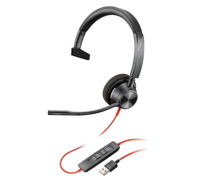 HP Poly Blackwire 3310 Microsoft Teams Certified Headset +USB-C/A Adapter TAA, Wired, Office/Call center, 102 g, Headset, Black