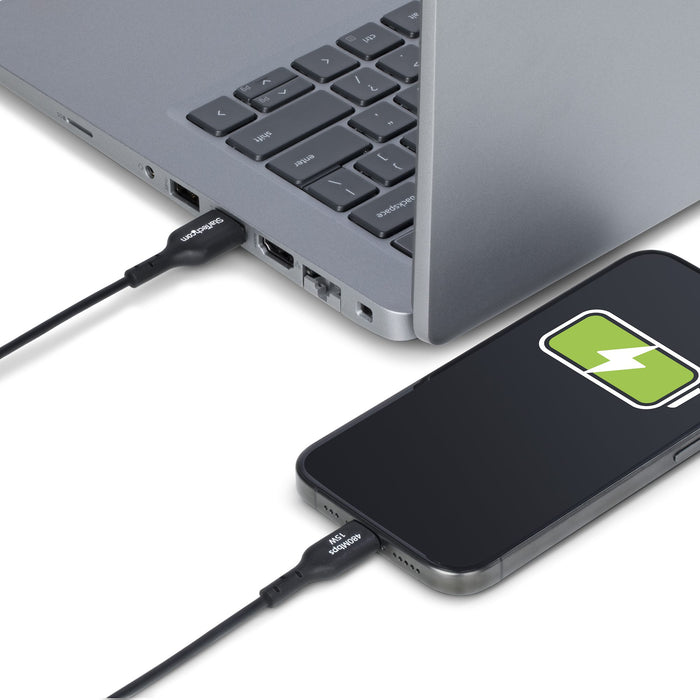 StarTech.com 6.6ft (2m) USB-A to USB-C Charging Cable, Charge & Sync, 3A, USB 2.0, TPE Jacket - Black USB Charging Cord, 2 m, USB A, USB C, USB 2.0, 0.48 Gbit/s, Black