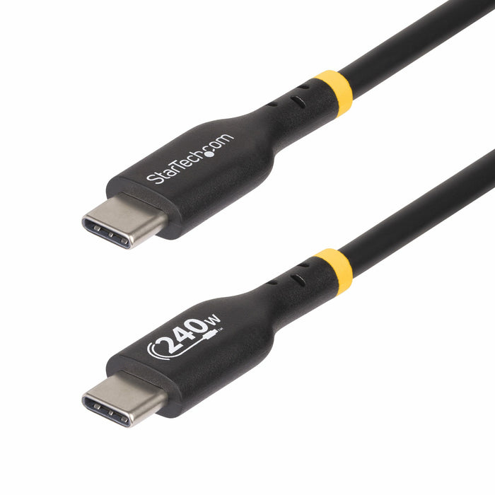 StarTech.com 3.3ft (1m) USB-C Charging Cable, Charge & Sync, 240W (5A) PD EPR, USB 2.0 Laptop Charger Cable, USB-IF Certified, TPE Jacket - Black USB C Charging Cord, 1 m, USB C, USB C, USB 2.0, 0.48 Gbit/s, Black