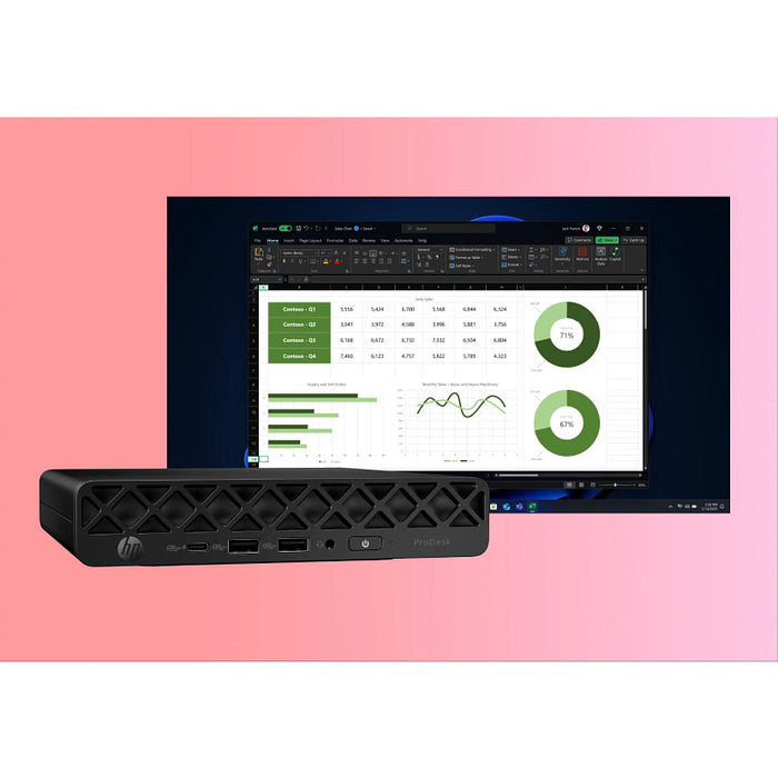 HP ProDesk 4 Mini G1i AI, Intel Core Ultra 7, 265T, 24 GB, DDR5-SDRAM, 512 GB, Windows 11 Pro