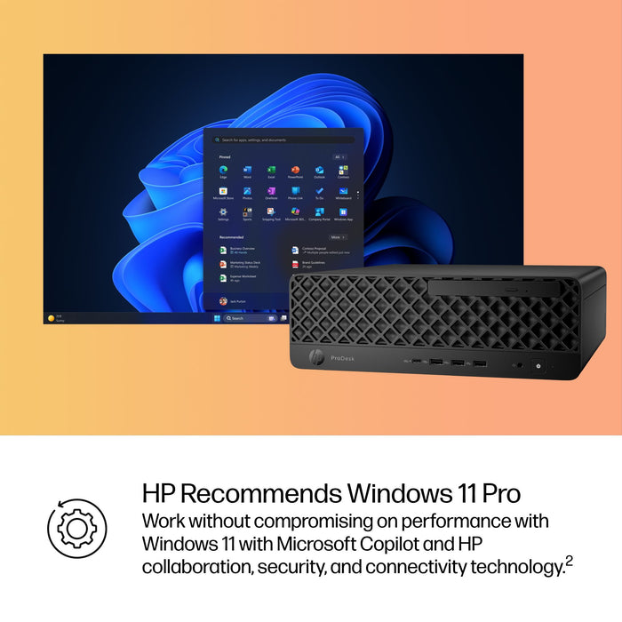 HP ProDesk 4 SFF G1i AI PC, Intel Core Ultra 5, 235, 8 GB, DDR5-SDRAM, 256 GB, Windows 11 Pro