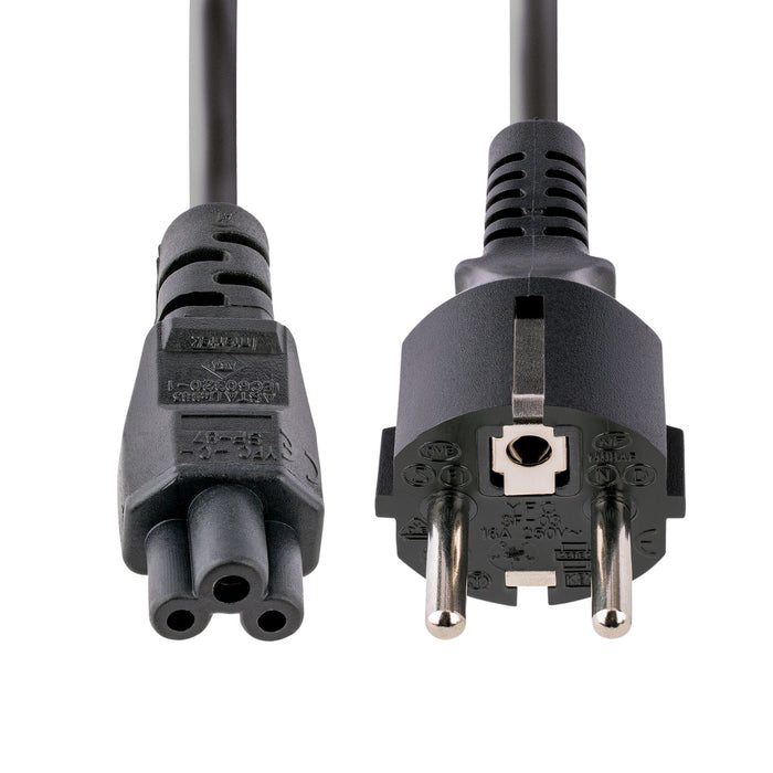 StarTech.com 3m (10ft) Laptop Power Cord, EU Schuko to C5, 2.5A 250V, 18AWG, Notebook / Laptop Replacement AC Cord, Power Brick Cord, Laptop Charger Cable, Clover Leaf/Mickey Mouse Power Cord, 3 m, CEE7/7, C5 coupler, H03VV-F, 250 V, 2.5 A