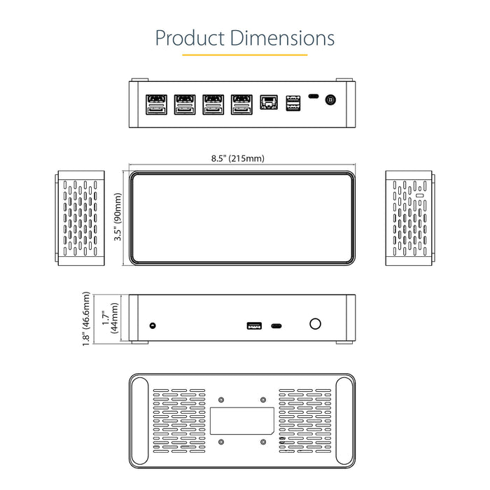 StarTech USB-C Quad Monitor Docking Station for MacBook Pro / Air M1 M2 M3 M4 & Windows, Universal 4K 60Hz HDMI DP Dock, Thunderbolt Compatible, 100W Laptop Charging