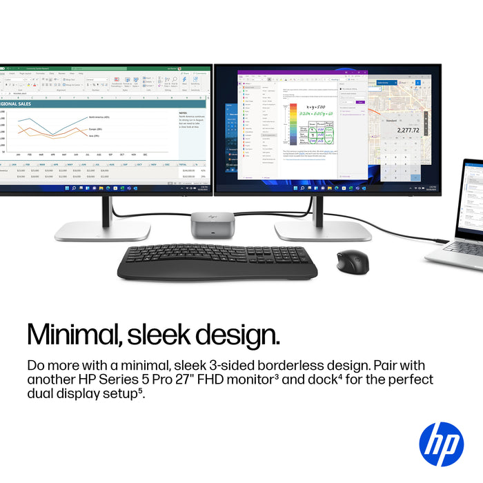 HP Series 5 Pro 27 inch FHD Monitor - 527pf, 68.6 cm (27"), 1920 x 1080 pixels, Full HD, LCD, 5 ms, Black