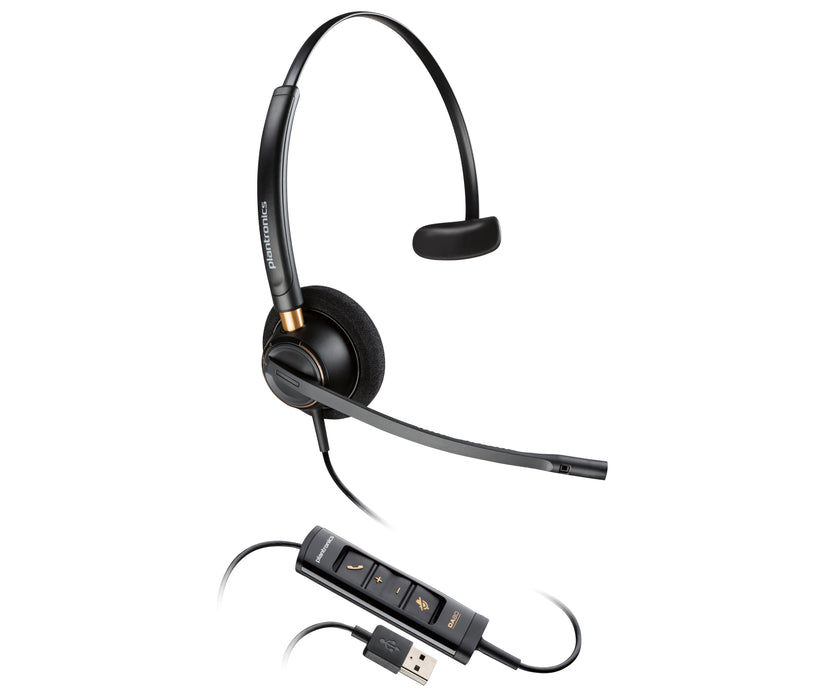 HP Poly EncorePro 515 Microsoft Teams Certified Monoaural with USB-A Headset, Wired, Calls/Music, 52 g, Headset, Black