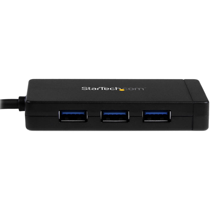 StarTech.com 3-Port USB-C Hub with Gigabit Ethernet - USB-C to 3x USB-A - USB 3.0 (5Gbps) - Includes Power Adapter - TAA, Wired, USB, Ethernet, 1000 Mbit/s, Black