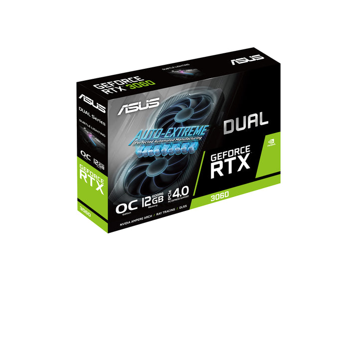 ASUS Dual -RTX3060-O12G-V2, GeForce RTX 3060, 12 GB, GDDR6, 192 bit, 7680 x 4320 pixels, PCI Express 4.0