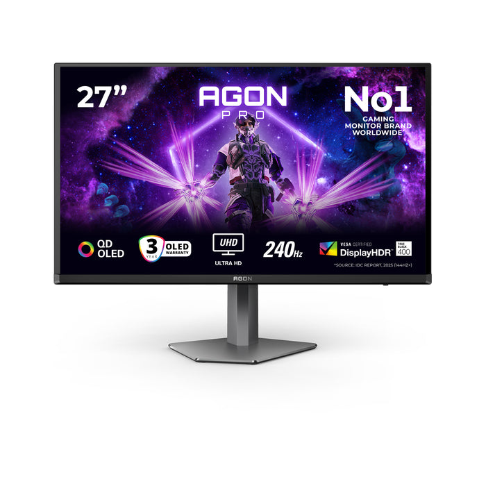 AOC G2 AG276UZD, 67.3 cm (26.5"), 3840 x 2160 pixels, 4K Ultra HD, OLED, 0.03 ms, Black