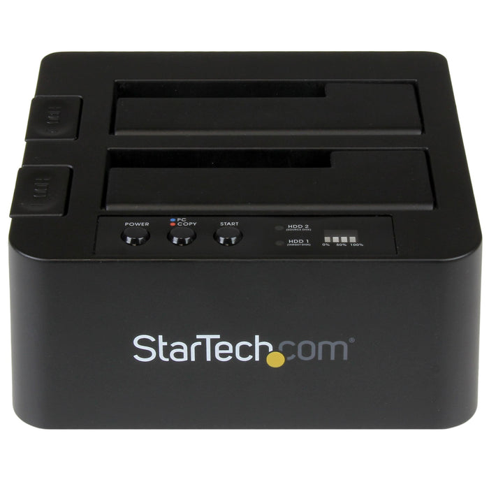 StarTech.com Standalone Hard Drive Duplicator, Dual Bay HDD/SSD Cloner/Copier, USB 3.1 (10Gbps) to SATA III HDD/SSD Docking Station, Hard Disk Duplicator Dock, Hard Drive Cloner, HDD duplicator, 2 copies, USB 3.1, Black, Plastic, USB Type-B