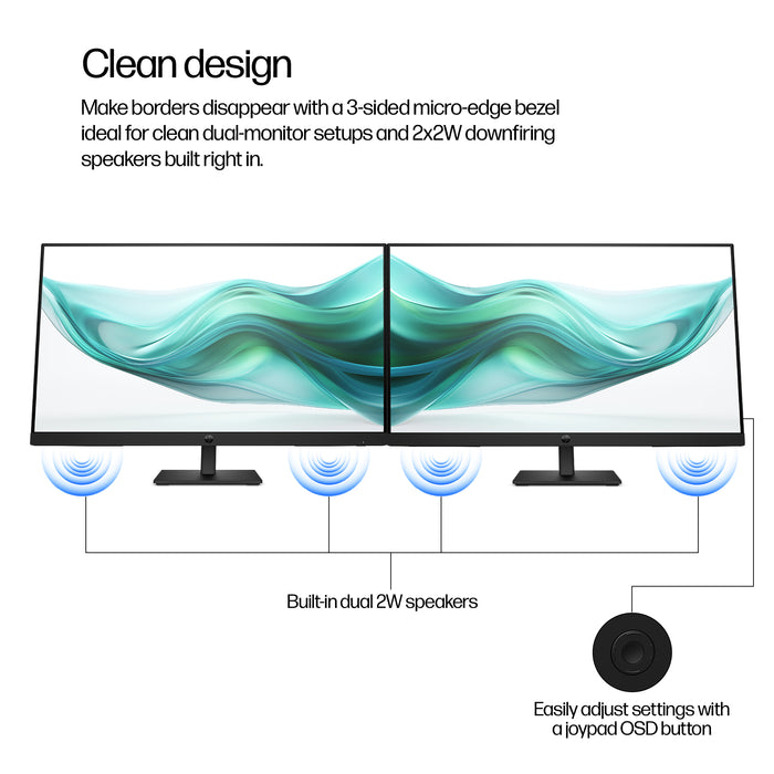 HP Series 3 Pro 27 inch FHD Monitor - 327ph, 68.6 cm (27"), 1920 x 1080 pixels, Full HD, LCD, 5 ms, Black