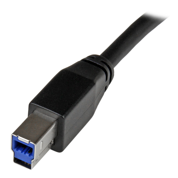 StarTech.com 10m (33ft) Active USB 3.0 (5Gbps) USB-A to USB-B Cable - M/M, 10 m, USB A, USB B, USB 3.2 Gen 1 (3.1 Gen 1), Male/Male, Black
