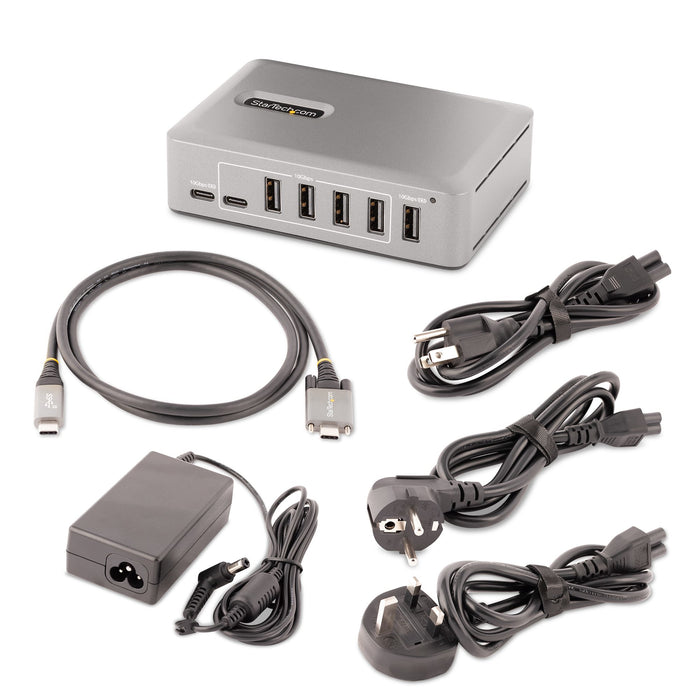 StarTech 10-Port USB-C Hub - 8x USB-A/2x USB-C - Self-Powered w/65W Power Supply - USB 3.1 10Gbps - Desktop/Laptop Hub w/USB-IF Certified 3ft Locking Cable, TAA