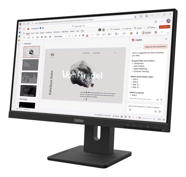 Lenovo ThinkVision E22-40 Monitor, 54.6 cm (21.5"), 1920 x 1080 pixels, Full HD, LCD, 6 ms, Black