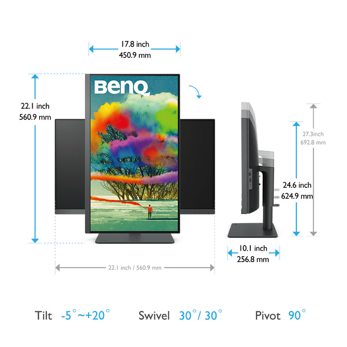 BenQ PD2705U, 68.6 cm (27"), 3840 x 2160 pixels, 4K Ultra HD, LED, 5 ms, Black