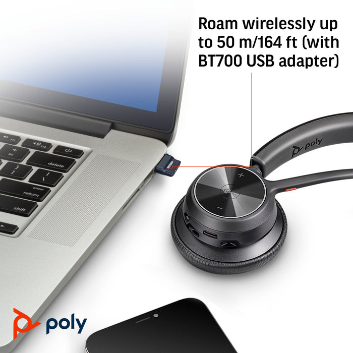 HP Poly Voyager 4310 Microsoft Teams Certified USB-C Headset +BT700 dongle, Wired & Wireless, Office/Call center, 20 - 20000 Hz, 122 g, Headset, Black