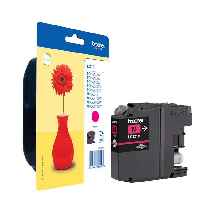 Brother LC121M, Magenta, Pigment-based ink, 1 pc(s), 300 pages, Single pack