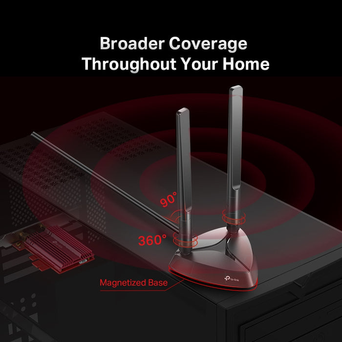 TP-Link Archer TX3000E, Internal, Wireless, PCI Express, WLAN / Bluetooth, 2402 Mbit/s, Black, Red